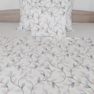 Ágyneműhuzat garnitúra szürke-bézs leveles